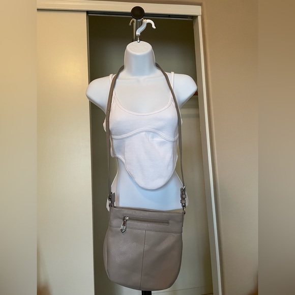 Christopher Kon Celi Small Leather Crossbody Bag in light grey. - Picture 6 of 14